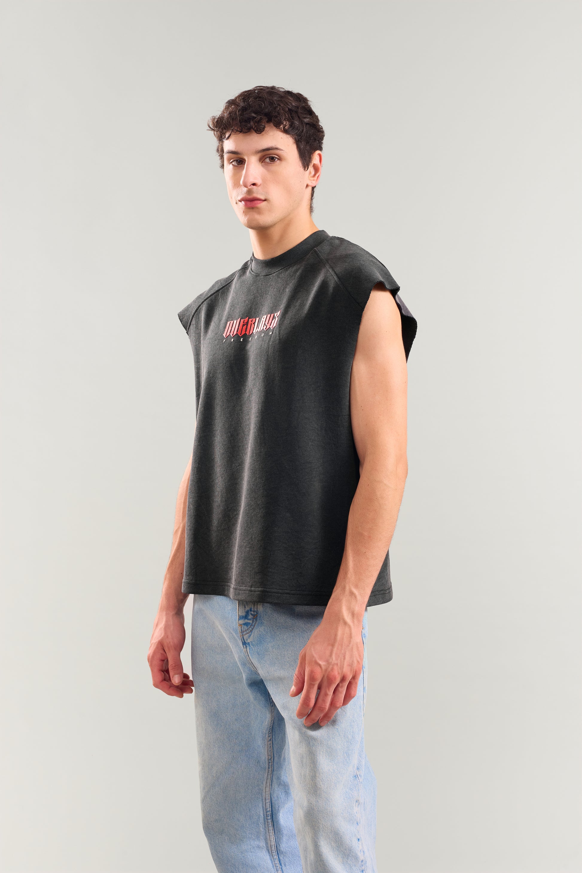 Hawk Eye Sleeveless Heavy Weight Acid Wash Tank Top With Raw Edges