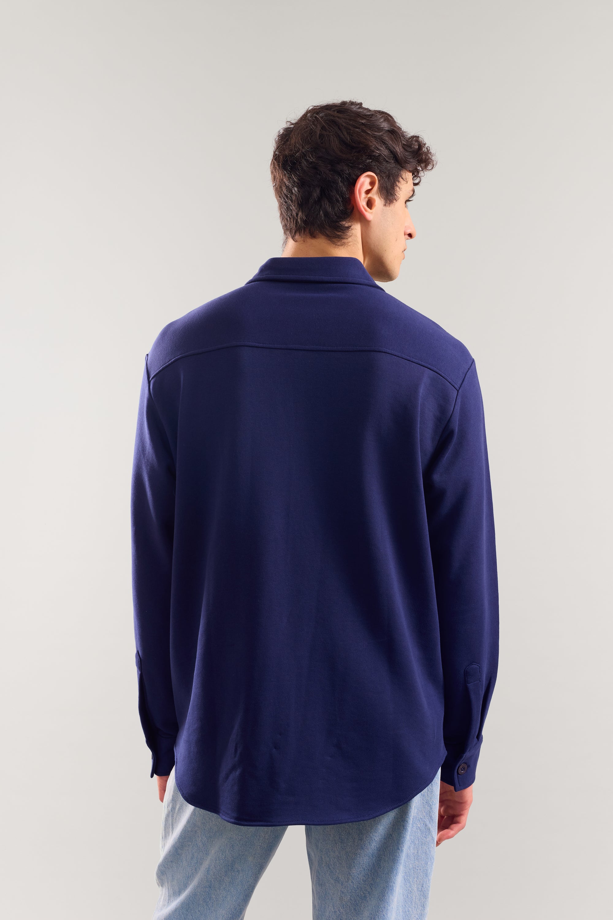 Heavy Weight Navy terry patch pocket full sleeve shirt