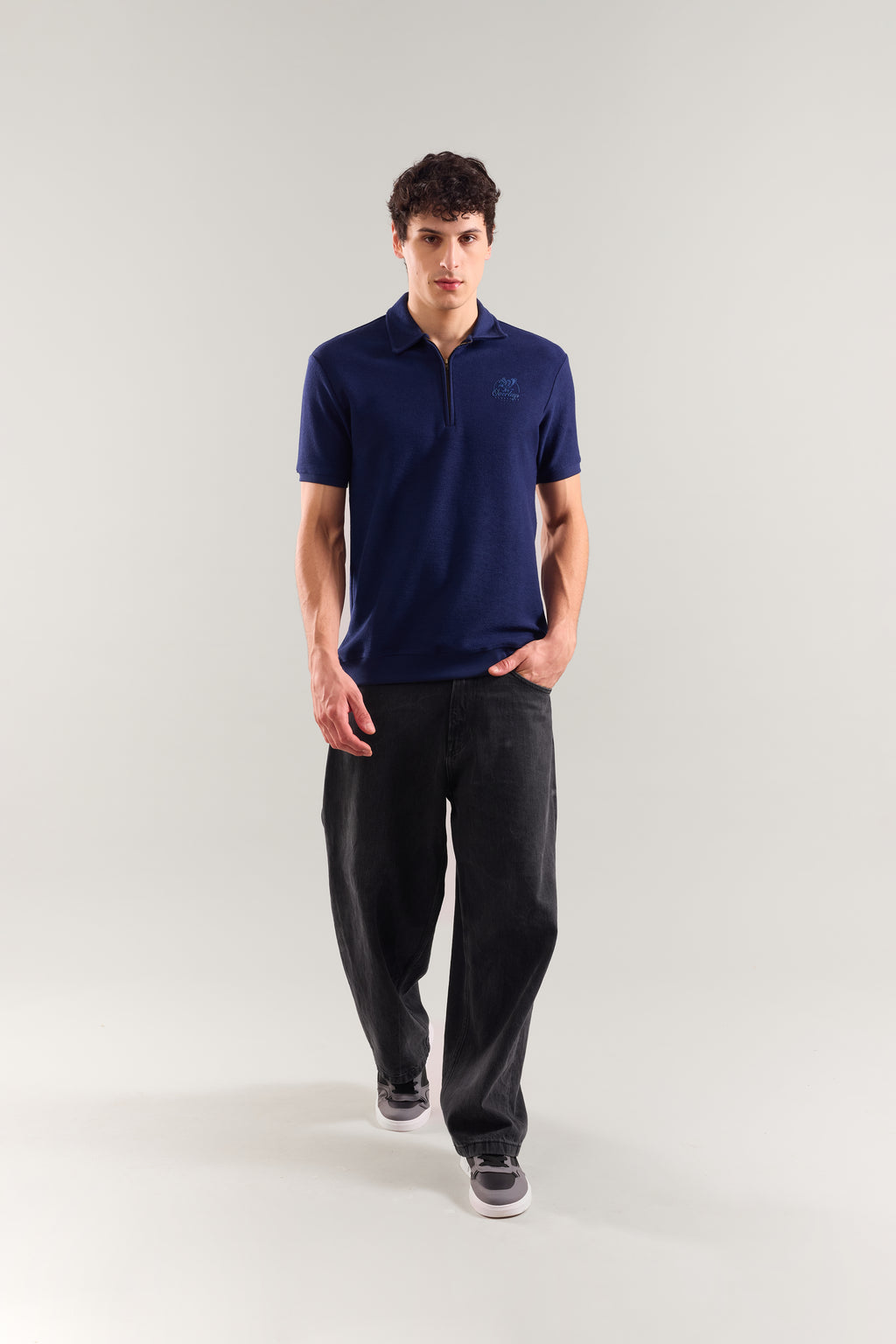 Navy Textured Polo