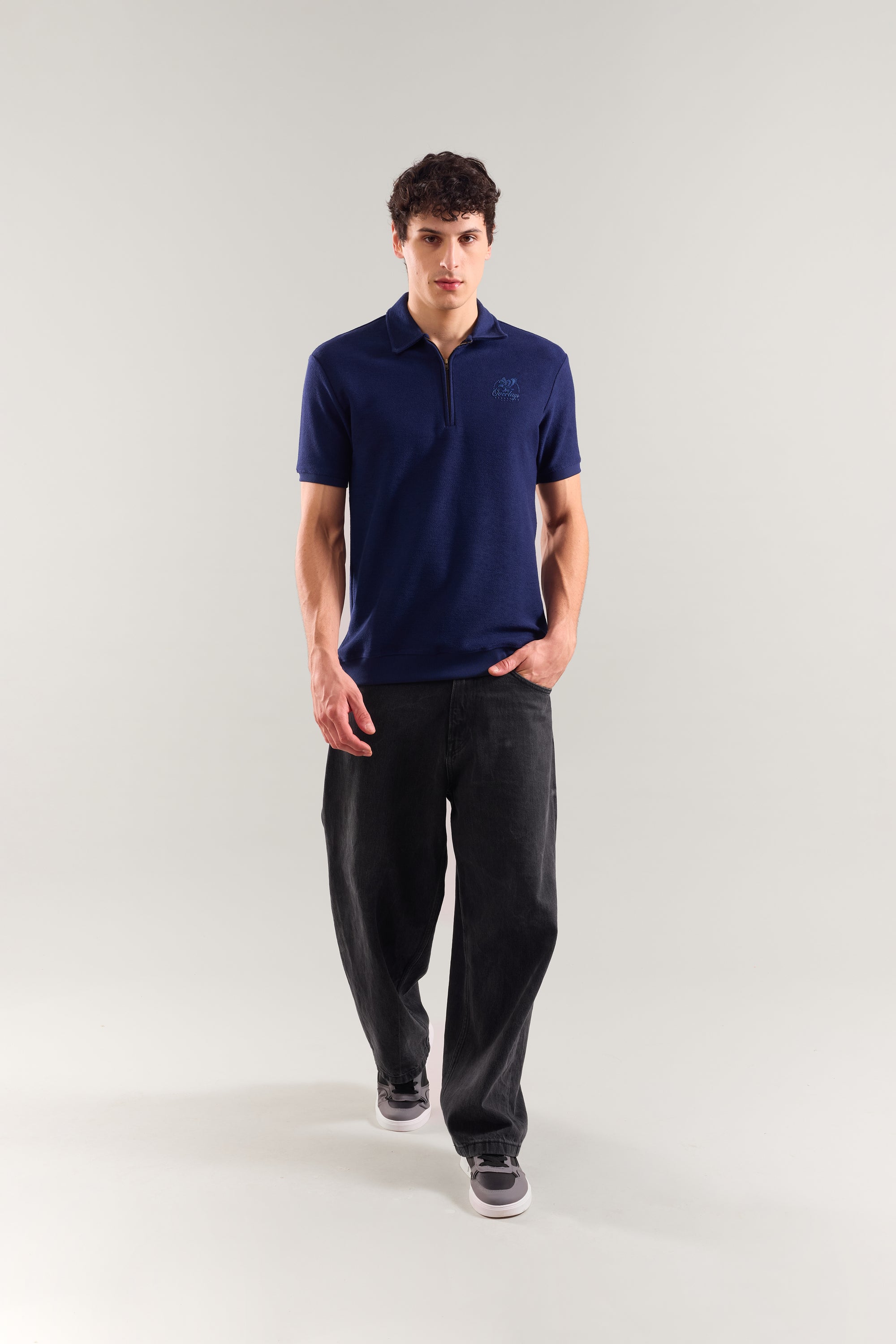 Navy Textured Polo