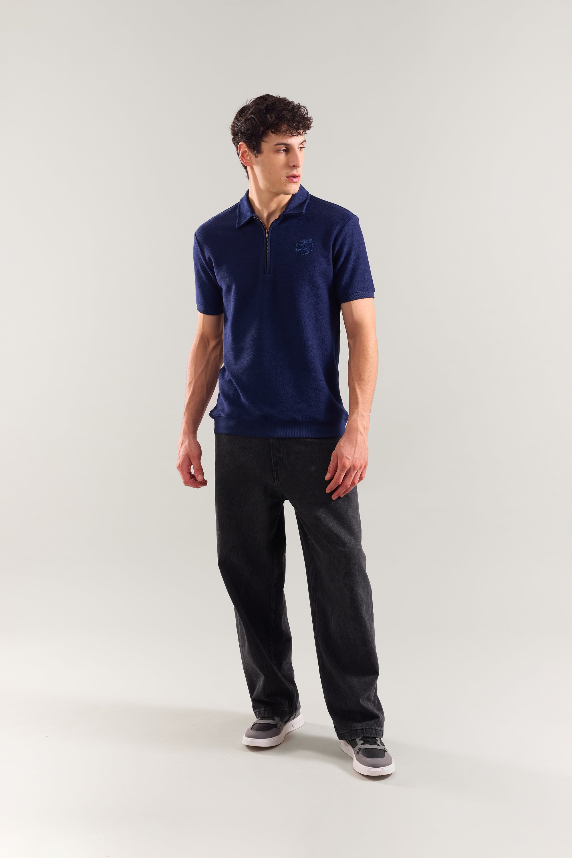 Navy Textured Polo
