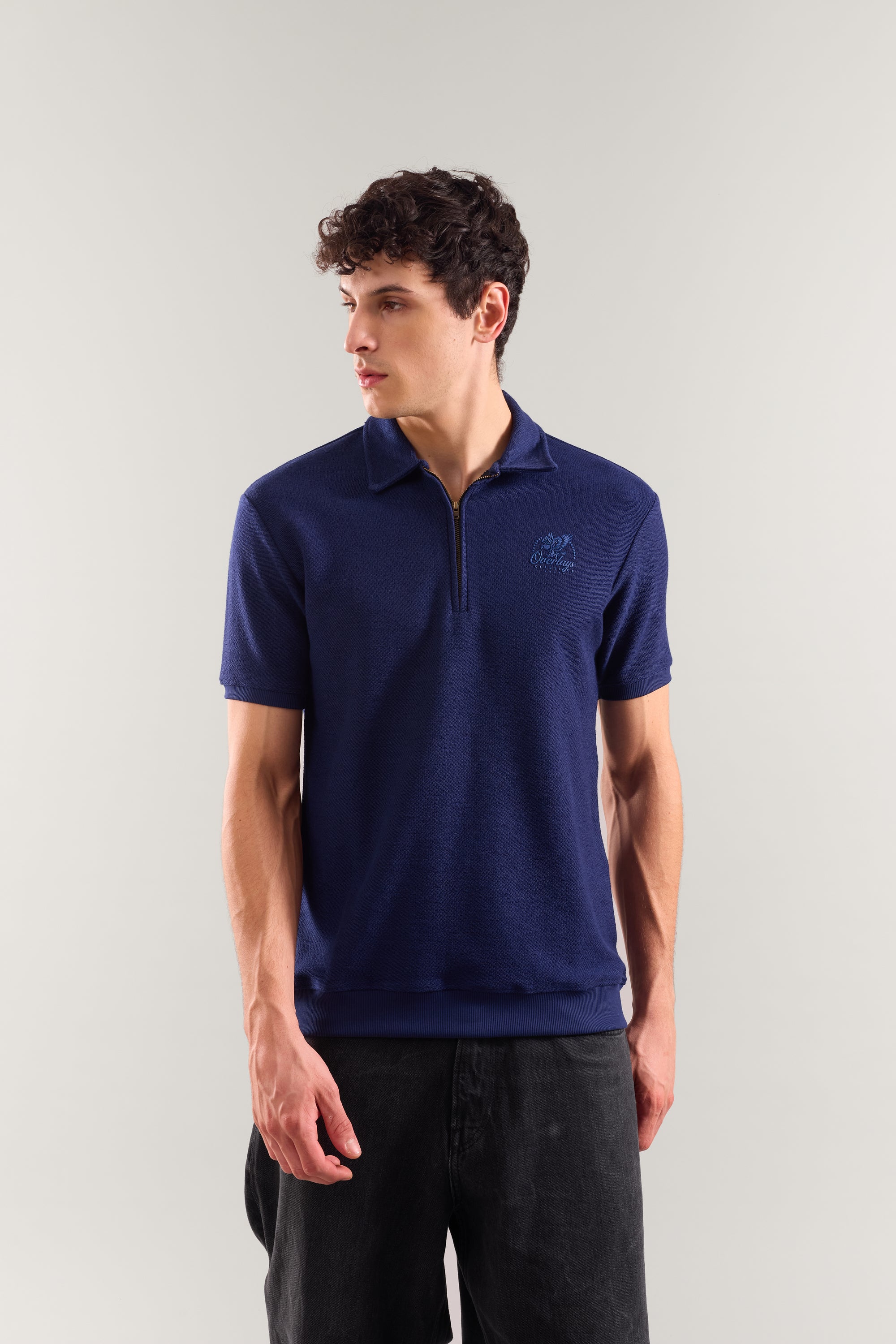 Navy Textured Polo