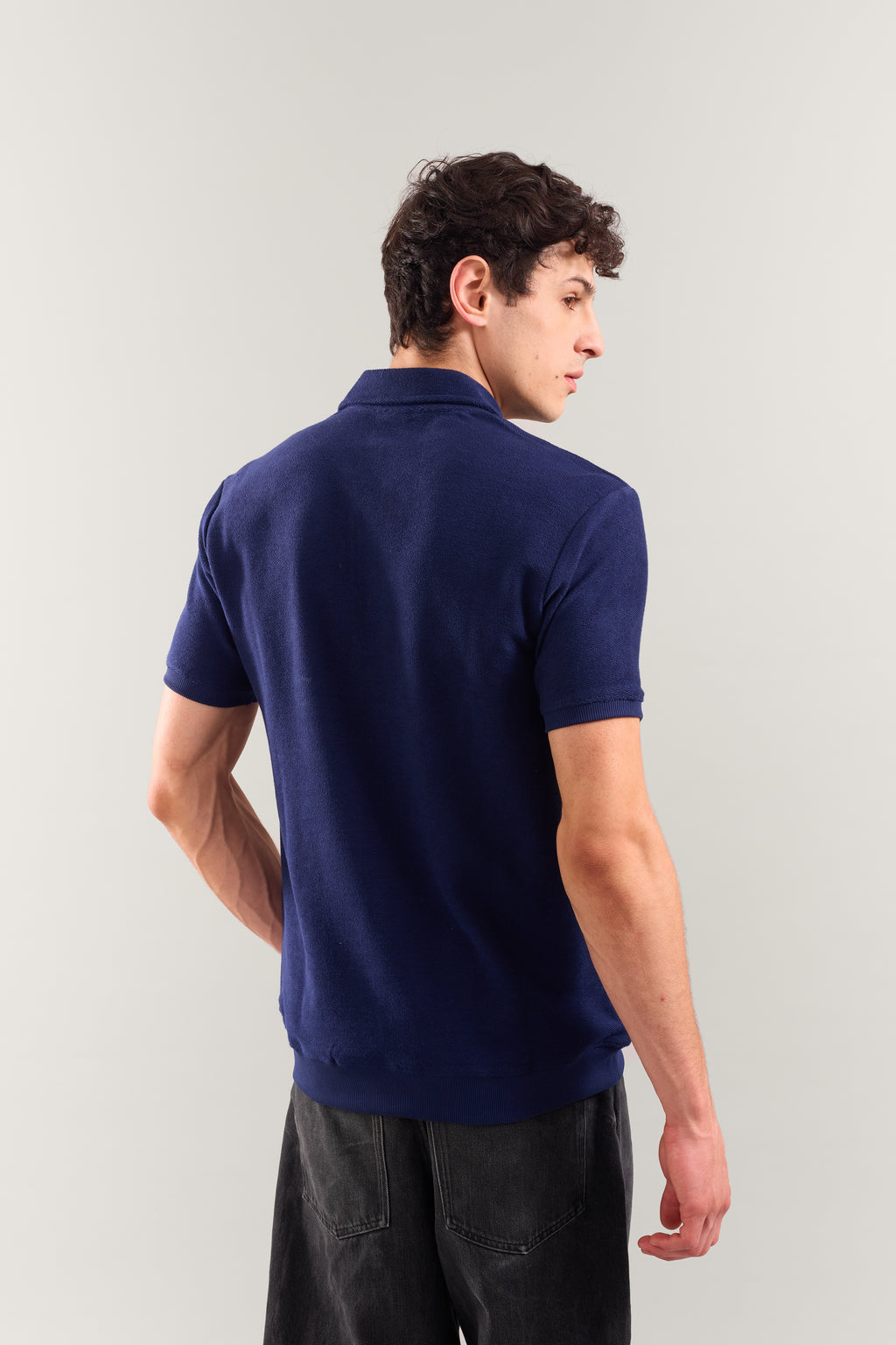 Navy Textured Polo