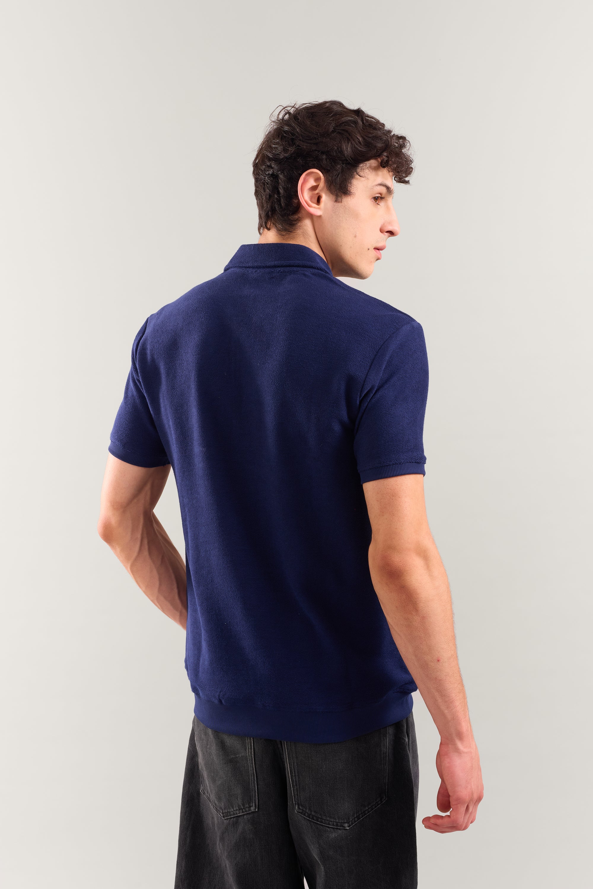 Navy Textured Polo