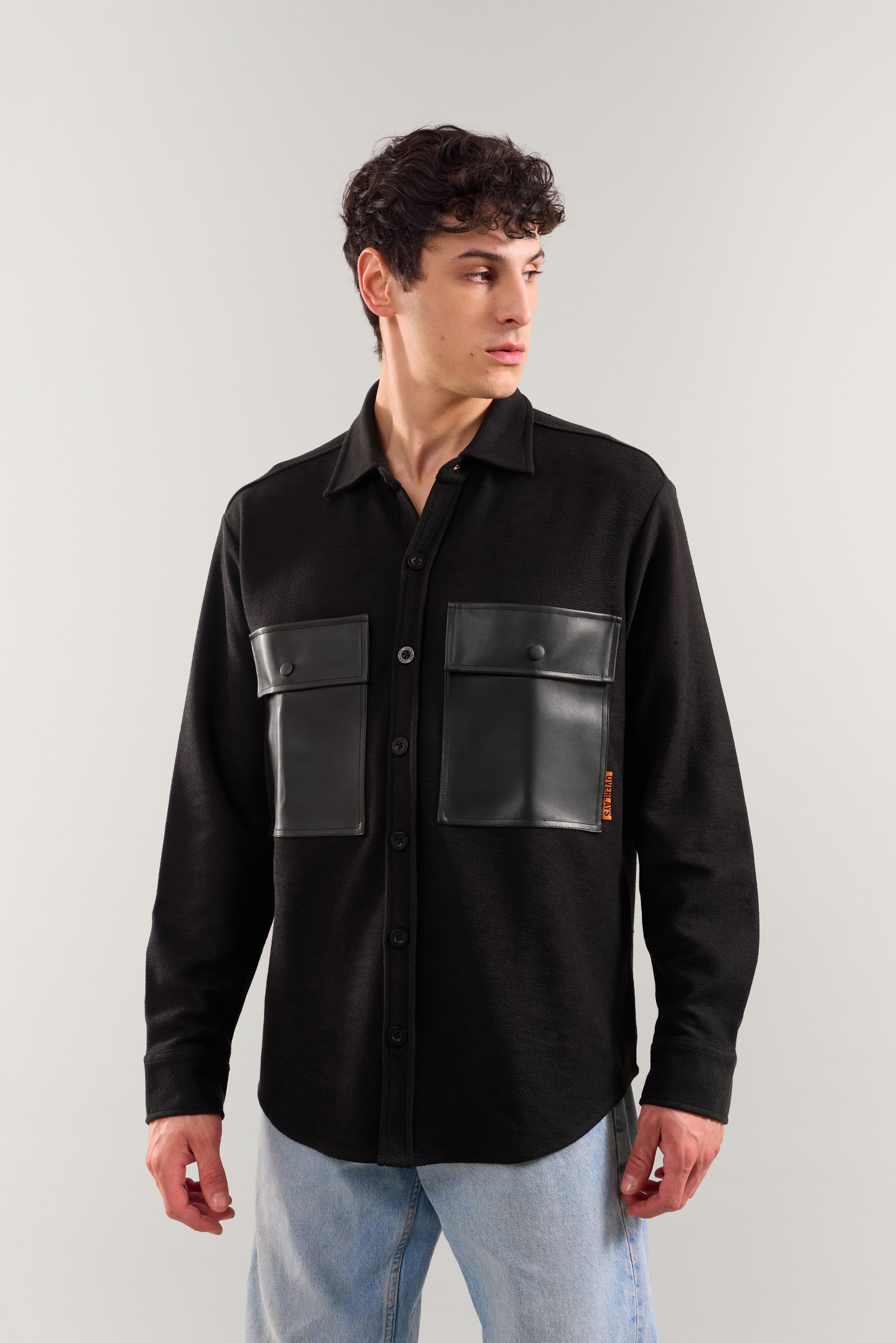 Heavy Weight rexin patch pocket full sleeve shirt