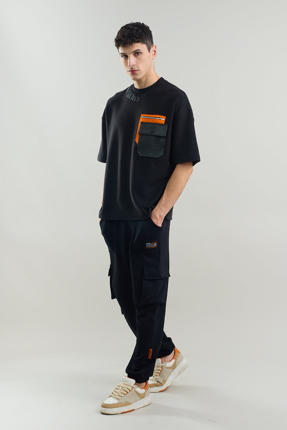 Black Arc Oversized T-shirt With Rexin Pocket