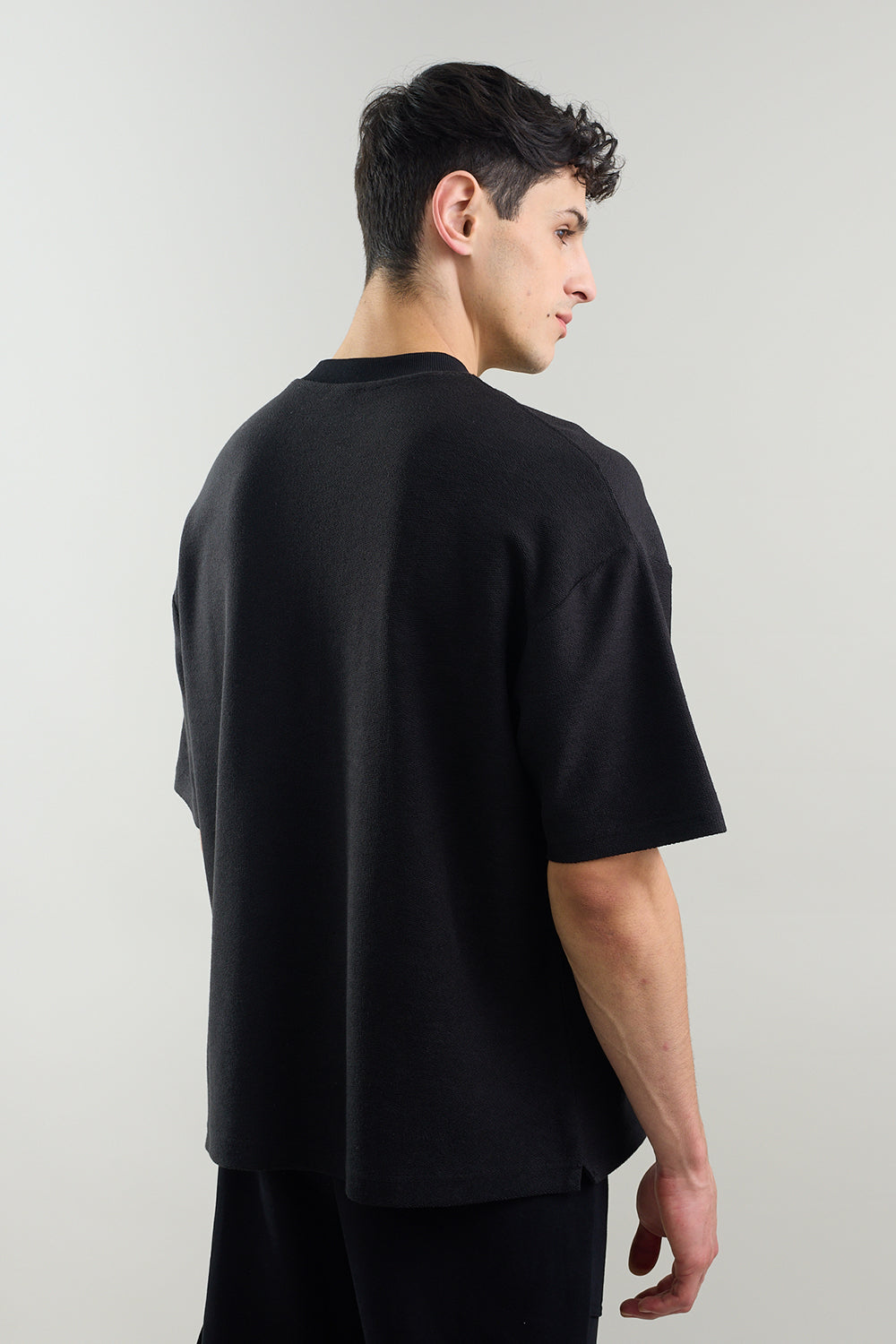 Black Arc Oversized T-shirt With Rexin Pocket