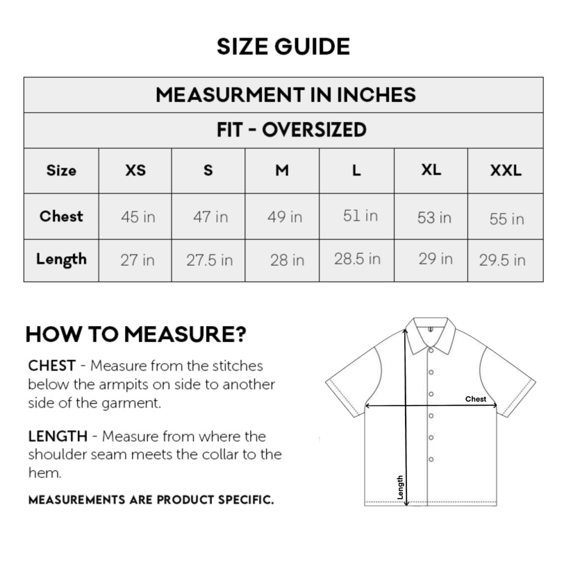 Size Chart Inches