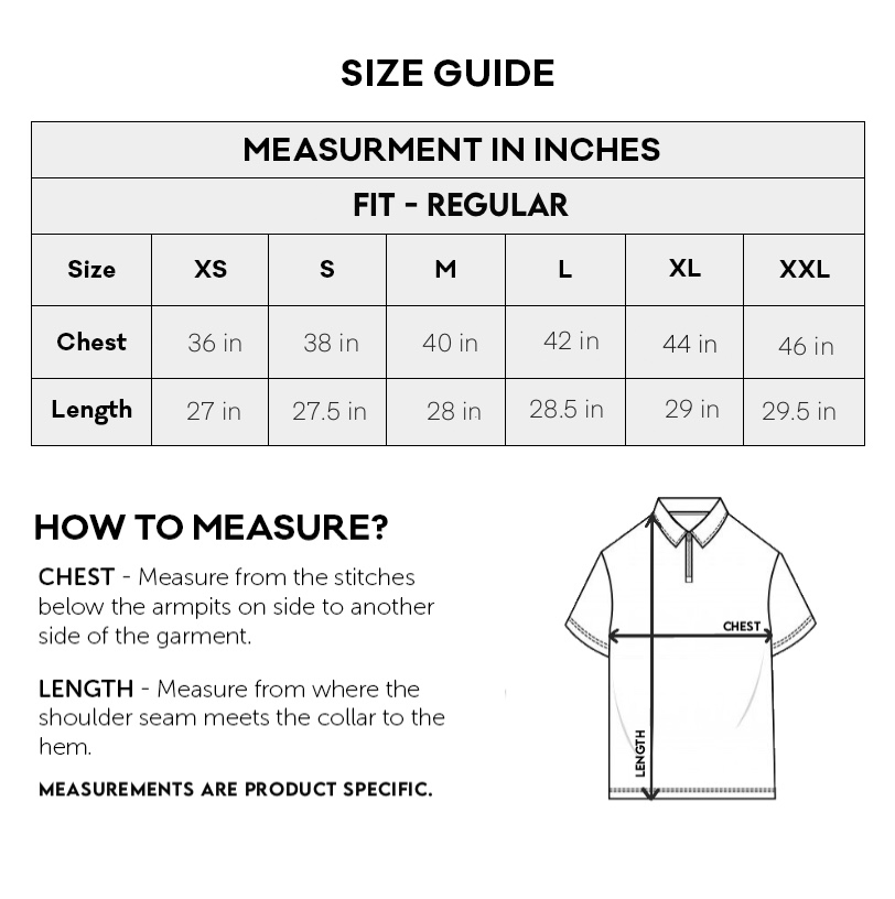 Size Chart Inches