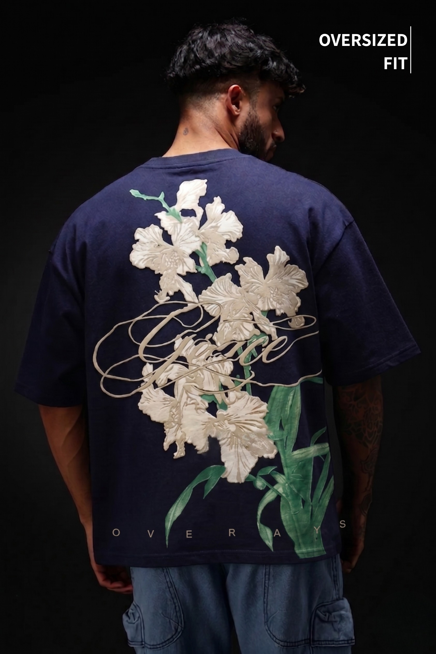 Midnight Bloom Navy Oversized T-shirt