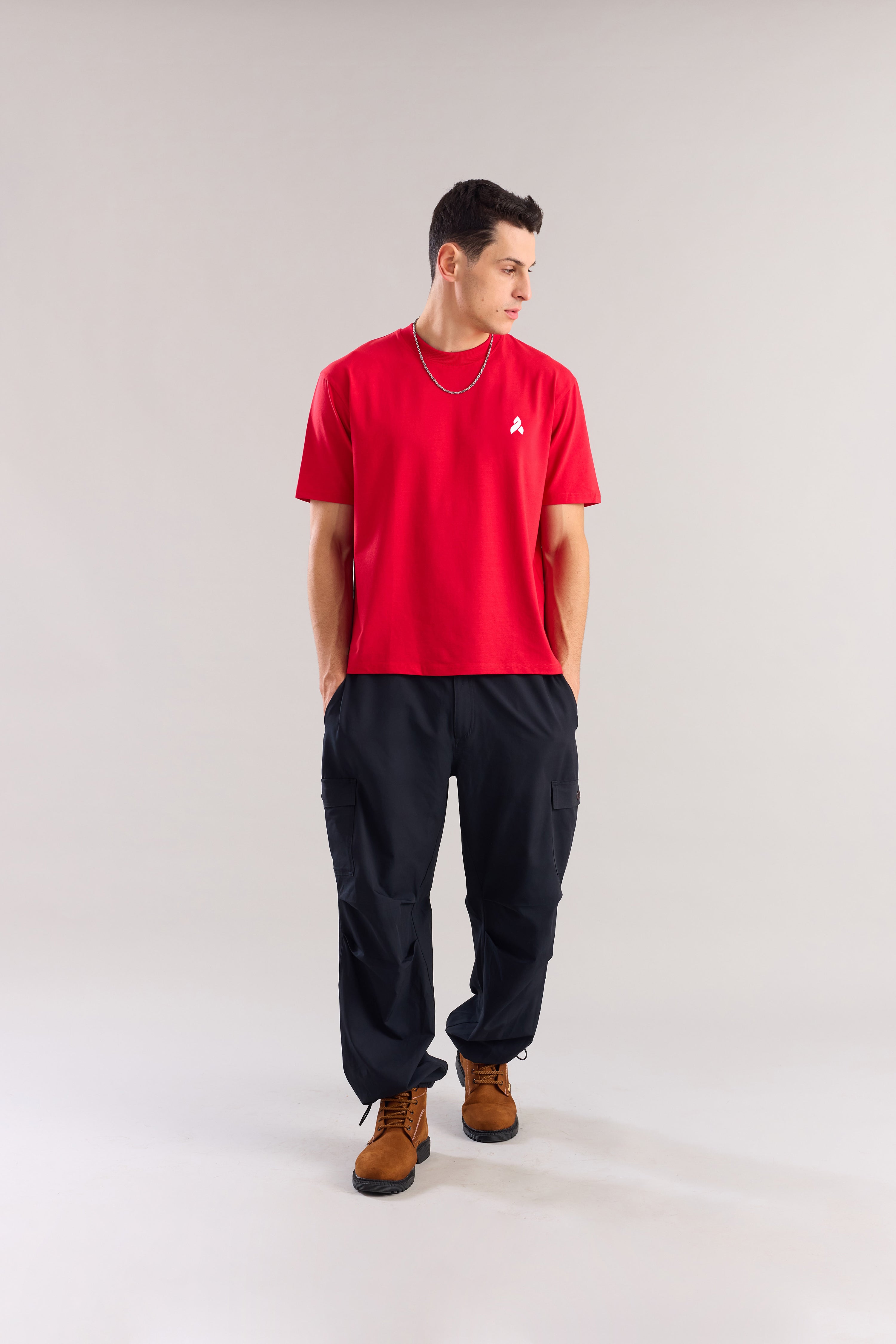 Red Plain Relaxed Fit T-Shirt