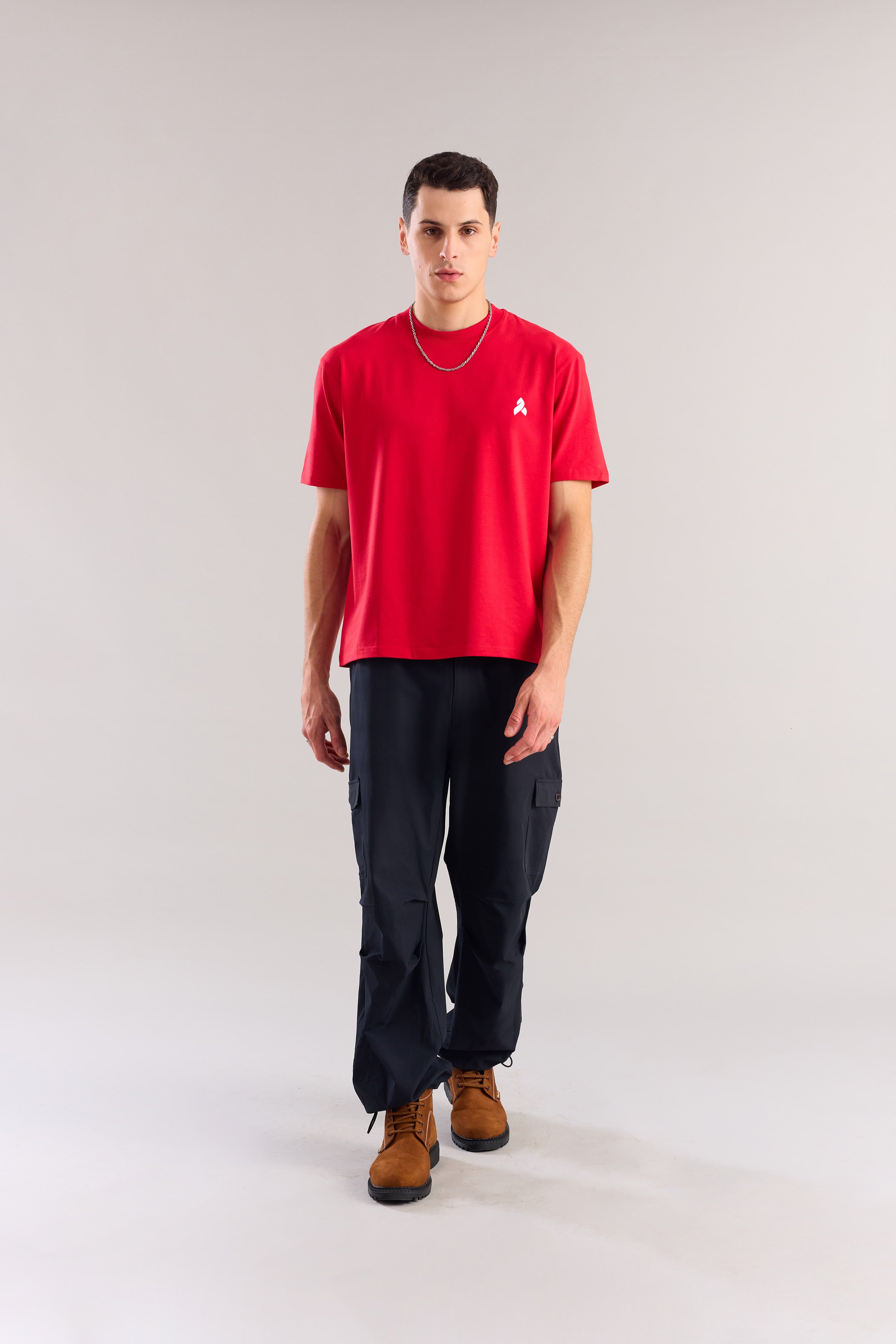 Red Plain Relaxed Fit T-Shirt