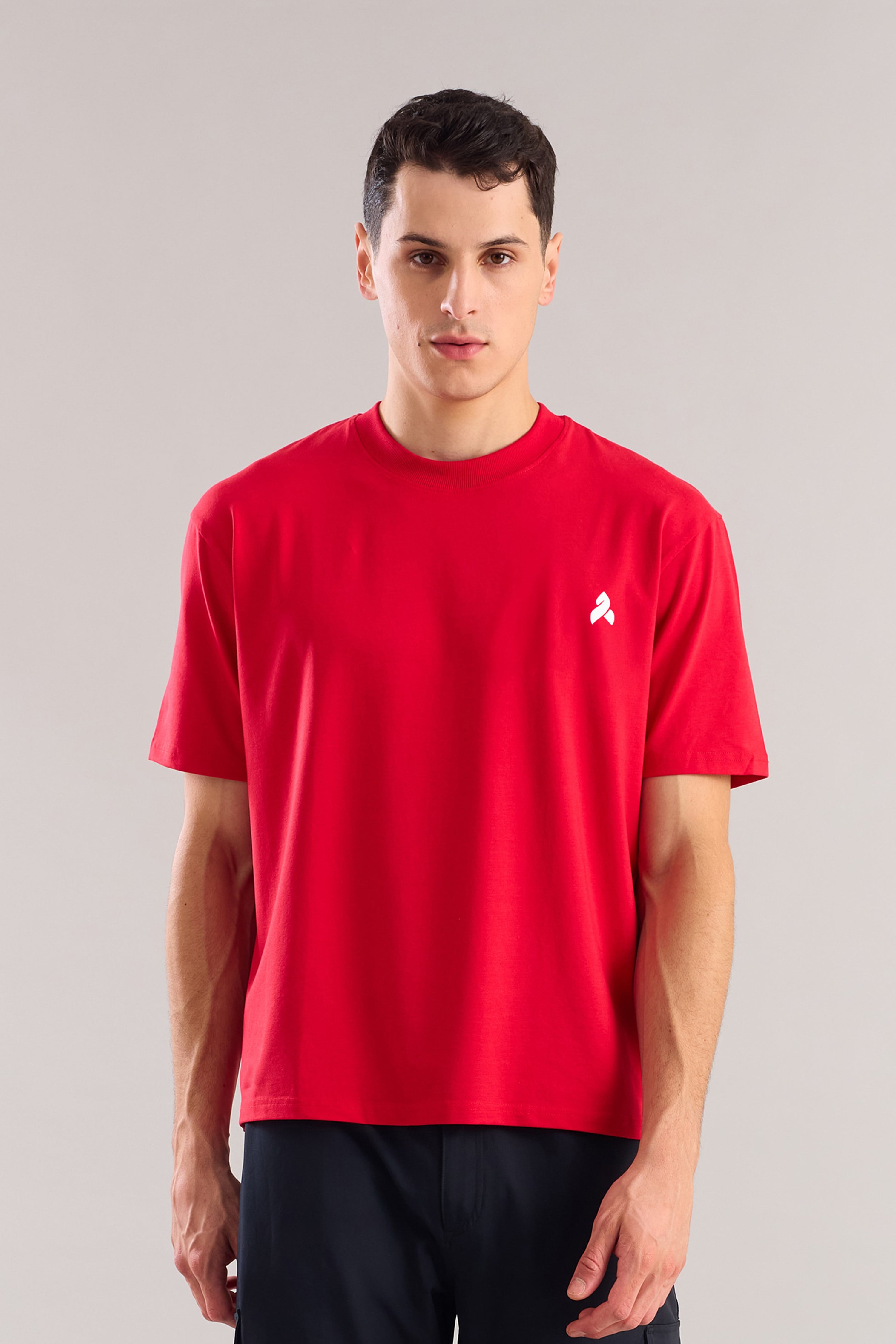 Red Plain Relaxed Fit T-Shirt