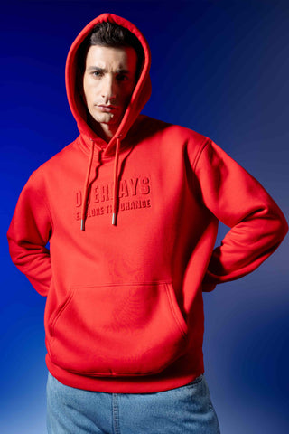 Red Embossed Hoodie