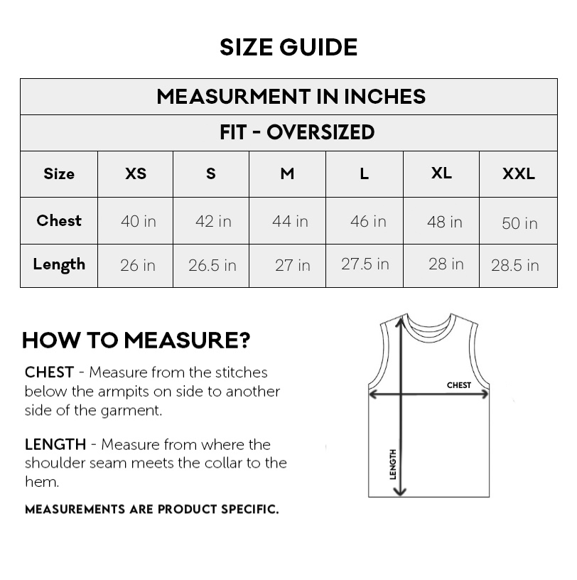 Size Chart Inches