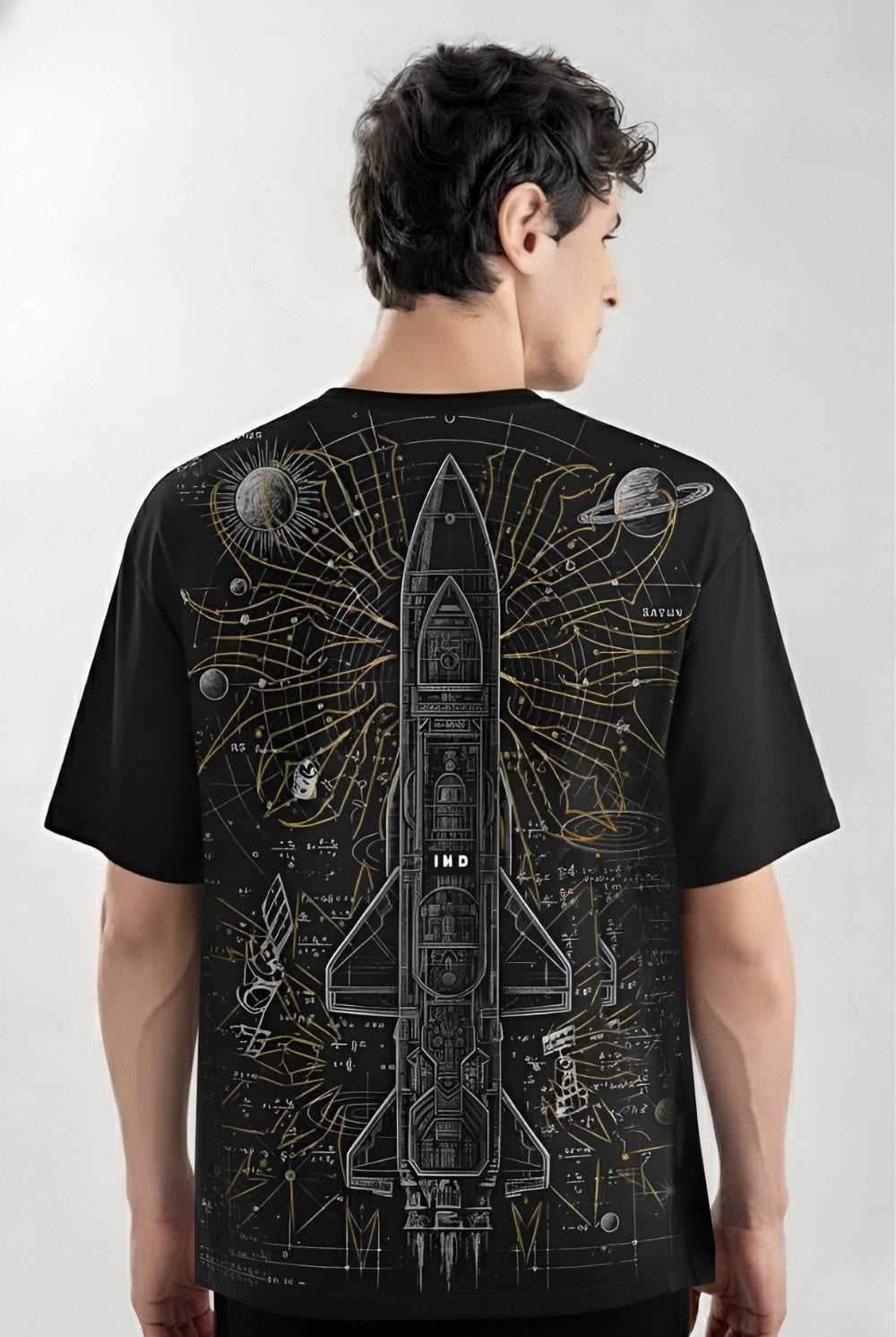 Space Explorer black relaxed fit tshirt