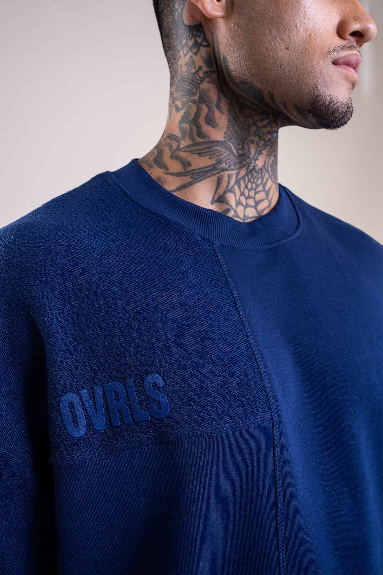 Oversized Deconstructed Navy T-shirt - Heavy Weight