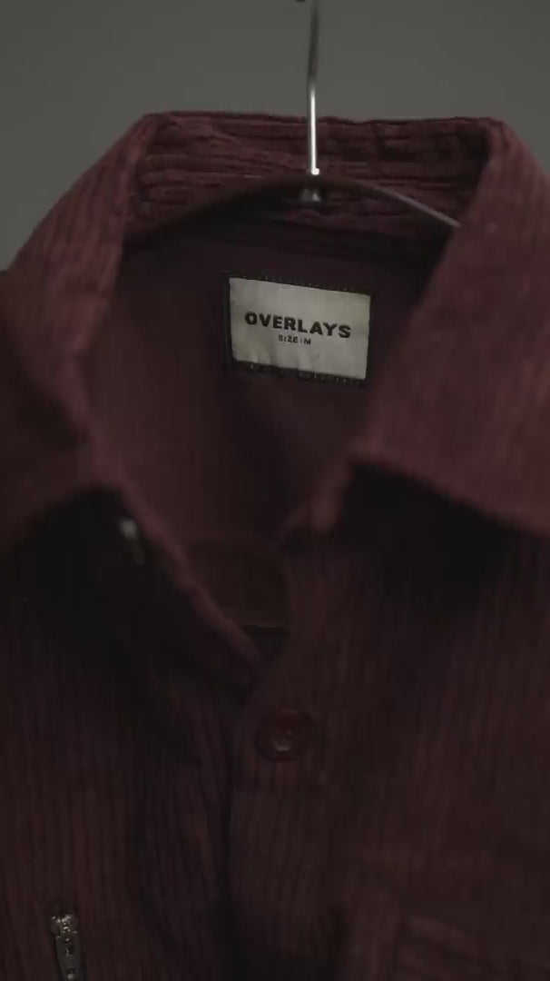Maroon Textured Corduroy Shaket