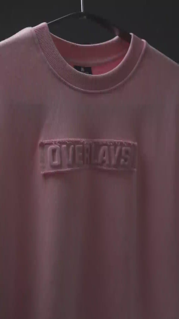 Blush Acid Distressed Embossed Heavy Weight Relaxed Fit T-Shirt