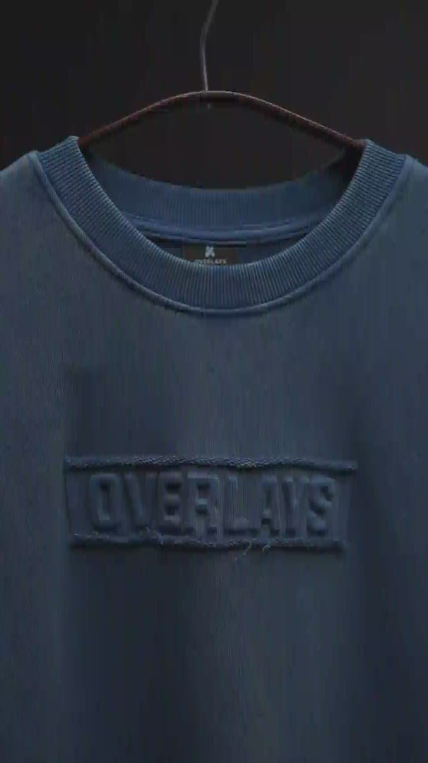 Aqua Distressed Fade Embossed Heavy Weight Relaxed Fit T-Shirt